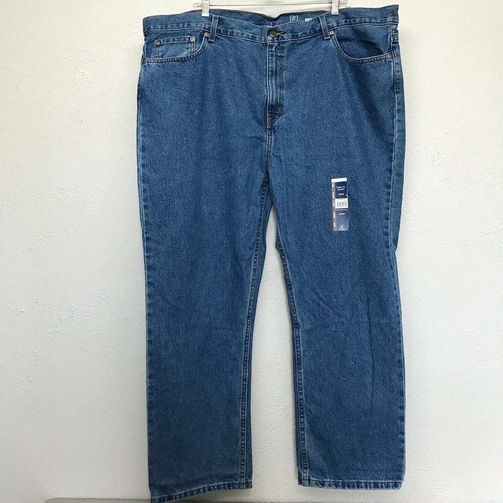 George Regular Fit Jeans Mens 46x30 Straight Leg Blue Denim Cotton Medium Wash
